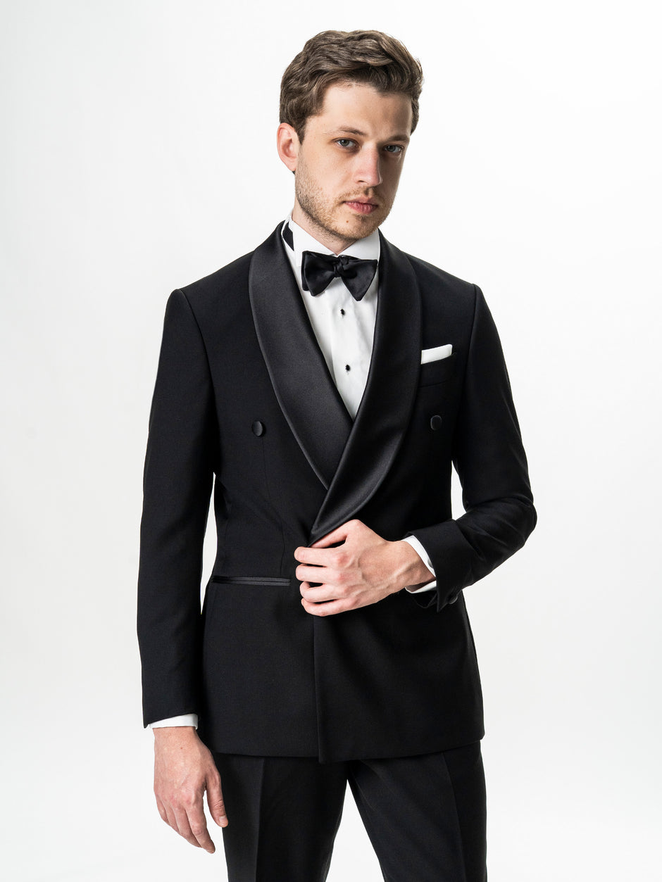 Costum Barbati Negru de Ceremonie 100% Lana Cerruti Super130's BMan382 (11)