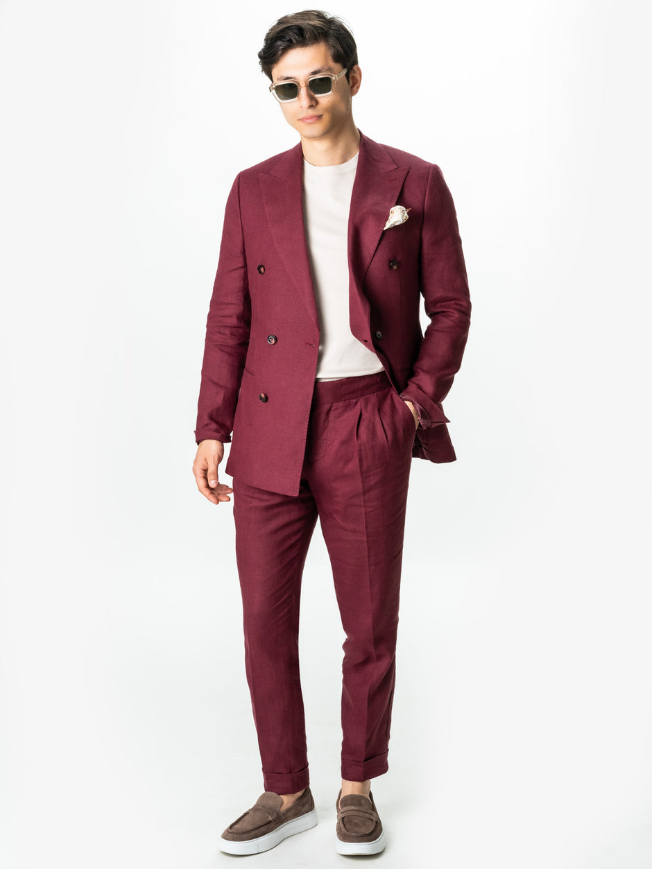 Costum Rosu Visina Putreda Barbati Vitale Barberis Vara Din In Natural BMan0049 (1)