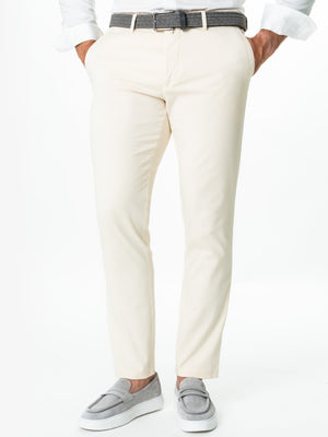 Pantaloni Casual Chinos Barbati Crem 100% Bumbac Natural BMan521
