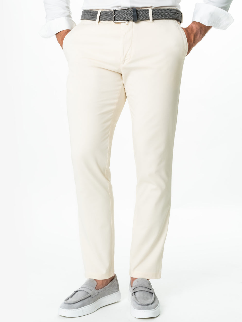 Pantaloni Casual Chinos Barbati Crem 100% Bumbac Natural BMan521 (1)