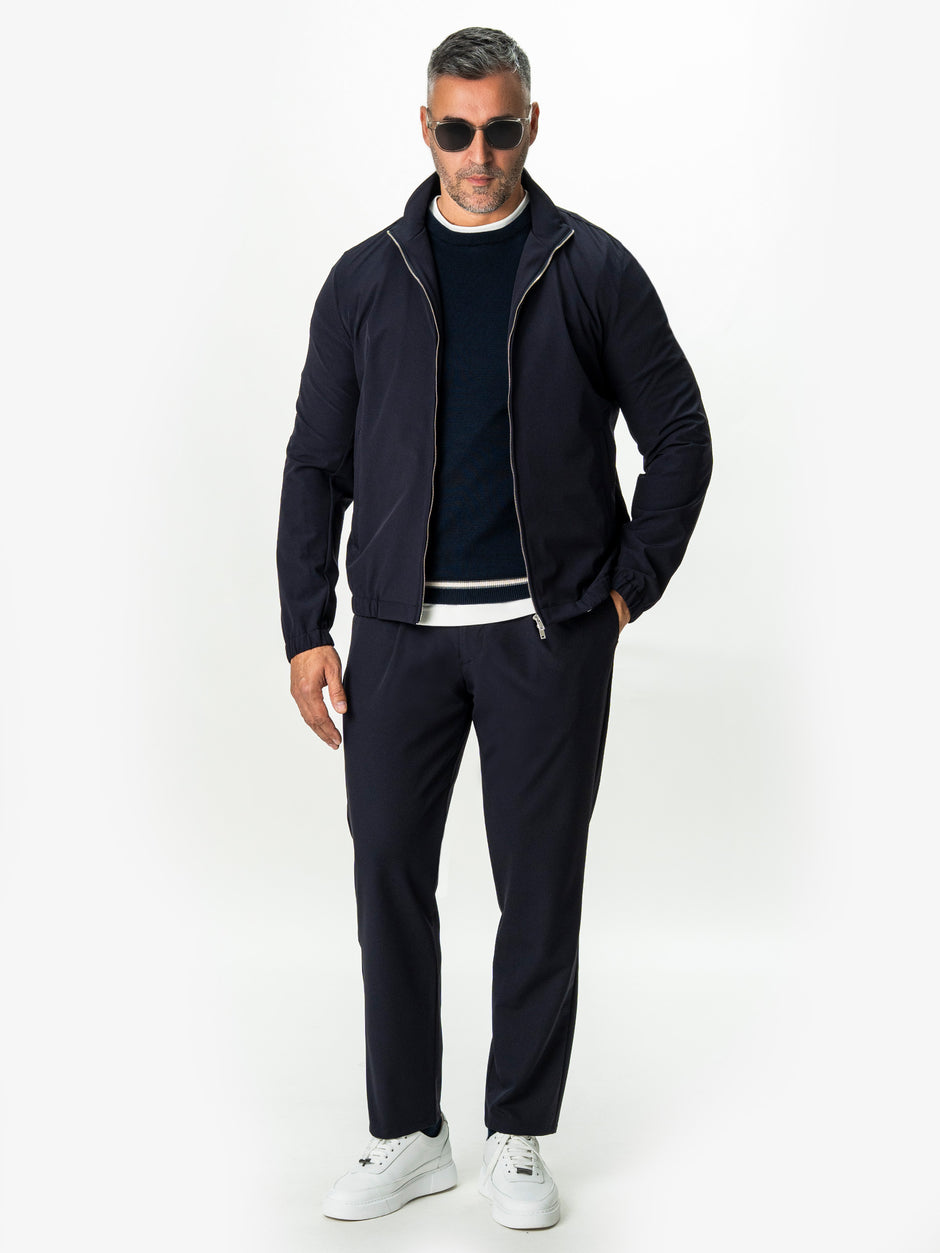 Pantaloni Casual Barbati Bleumarin Din Spandex Cu Snur BMan0102 (2)