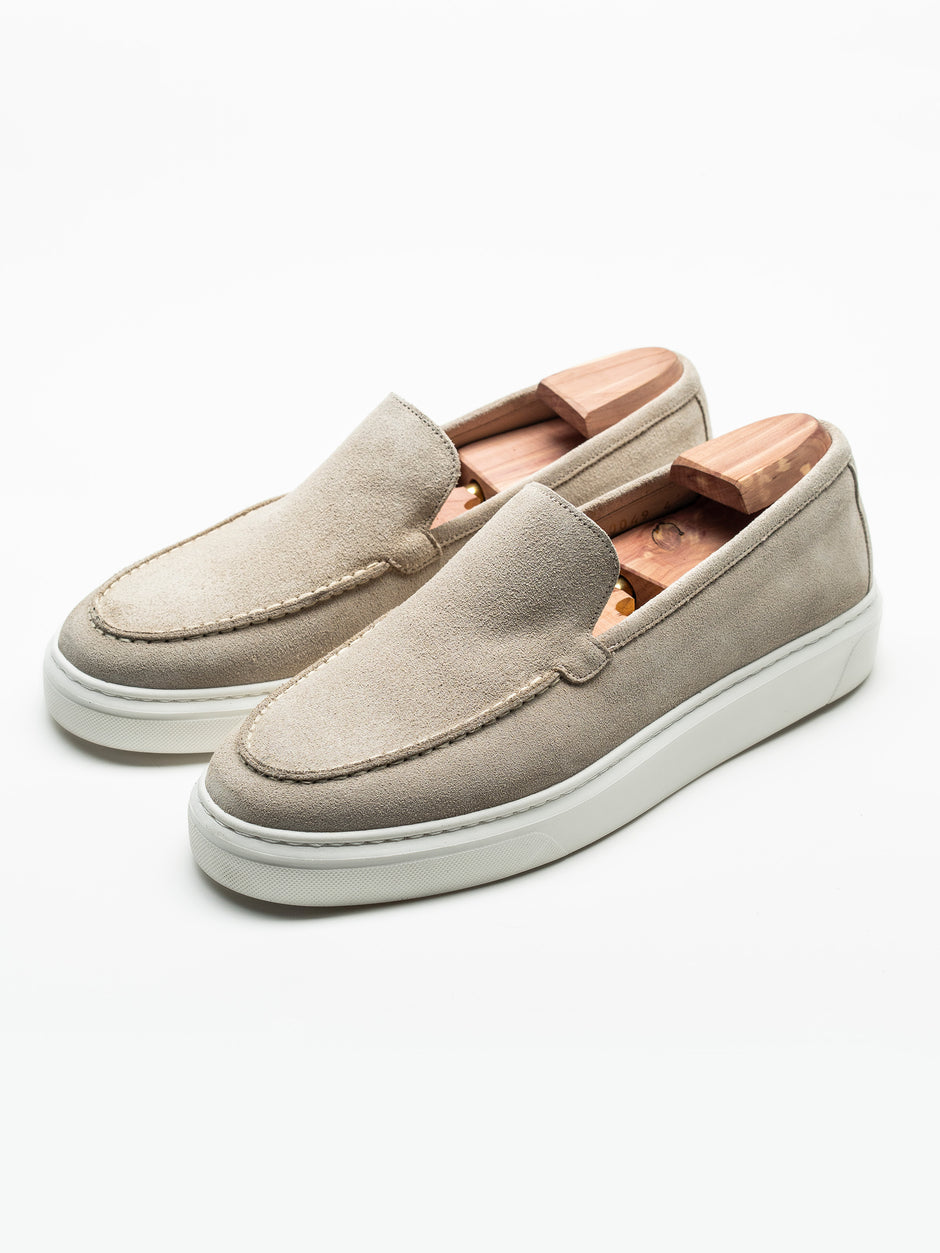 Mocasini Smart Casual Barbati Crem Din Piele Intoarsa BMan223 (2)