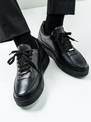 Pantofi Casual Barbati Negri Complet Tip Sneakers Din Piele Naturala BMan0383