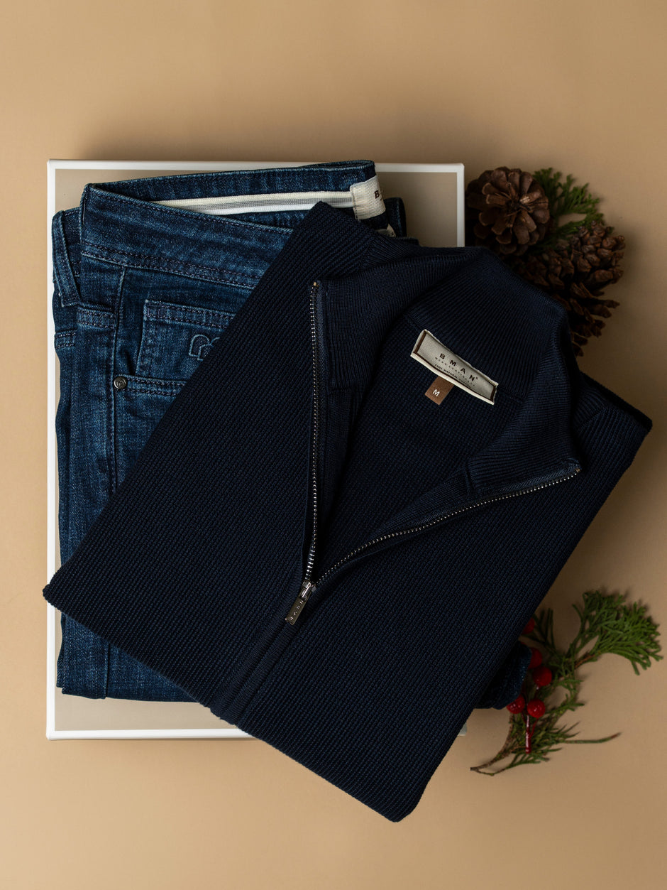 Pachet Cadou Barbati Pulover Cu Fermoar Si Blugi Bman0080 (1)