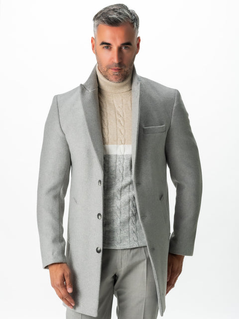 Palton Office & Smart Casual Barbati Toamna-Iarna Bărbați Gri Amestec Lână BMan108 (4)