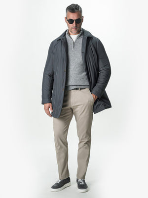 Pulover Gri Barbati 100% Lana Lambswool Cu Fermoar BMan0027