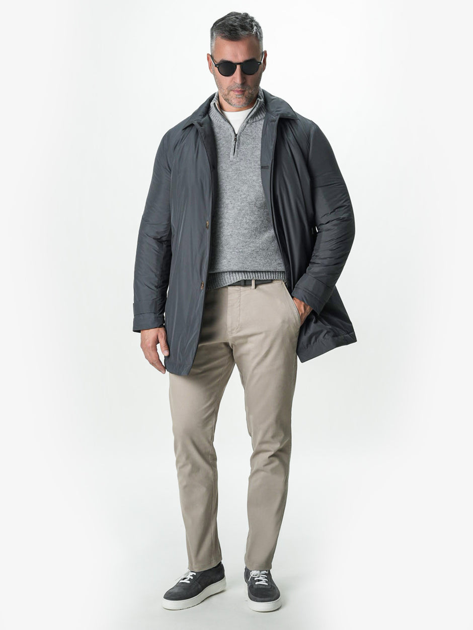 Pulover Gri Barbati 100% Lana Lambswool Cu Fermoar BMan0027 (1)