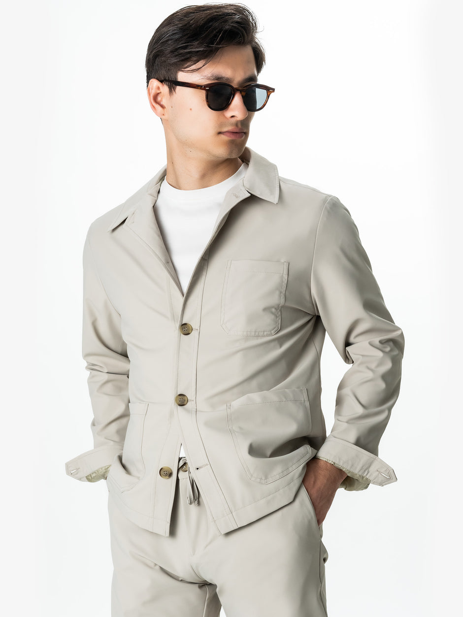 Jacheta Barbati Crem Flexo Camasa Tip Overshirt Barbati BMan0049 (6)