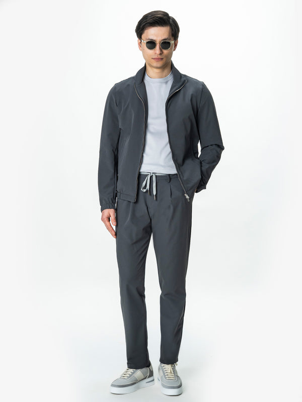 Pantaloni Casual Barbati Gri Din Spandex Cu Snur BMan0102 (2)