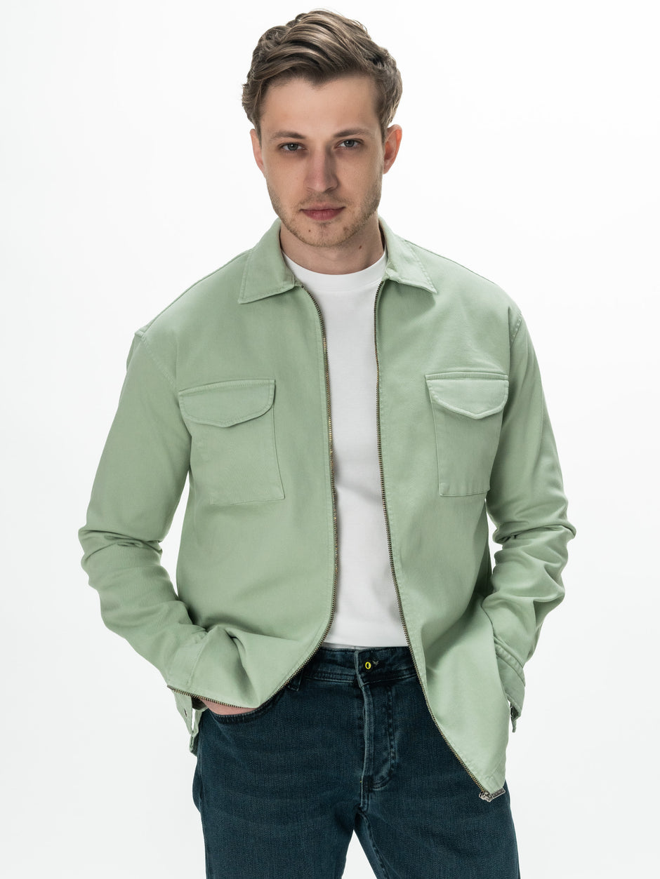 Jacheta Barbati Verde Lime De Primavara Camasa Overshirt 100% Bumbac BMan0041 (1)