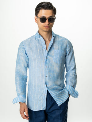 Camasa Barbati Bleu De Vara Din 100% In Natural BMan0073