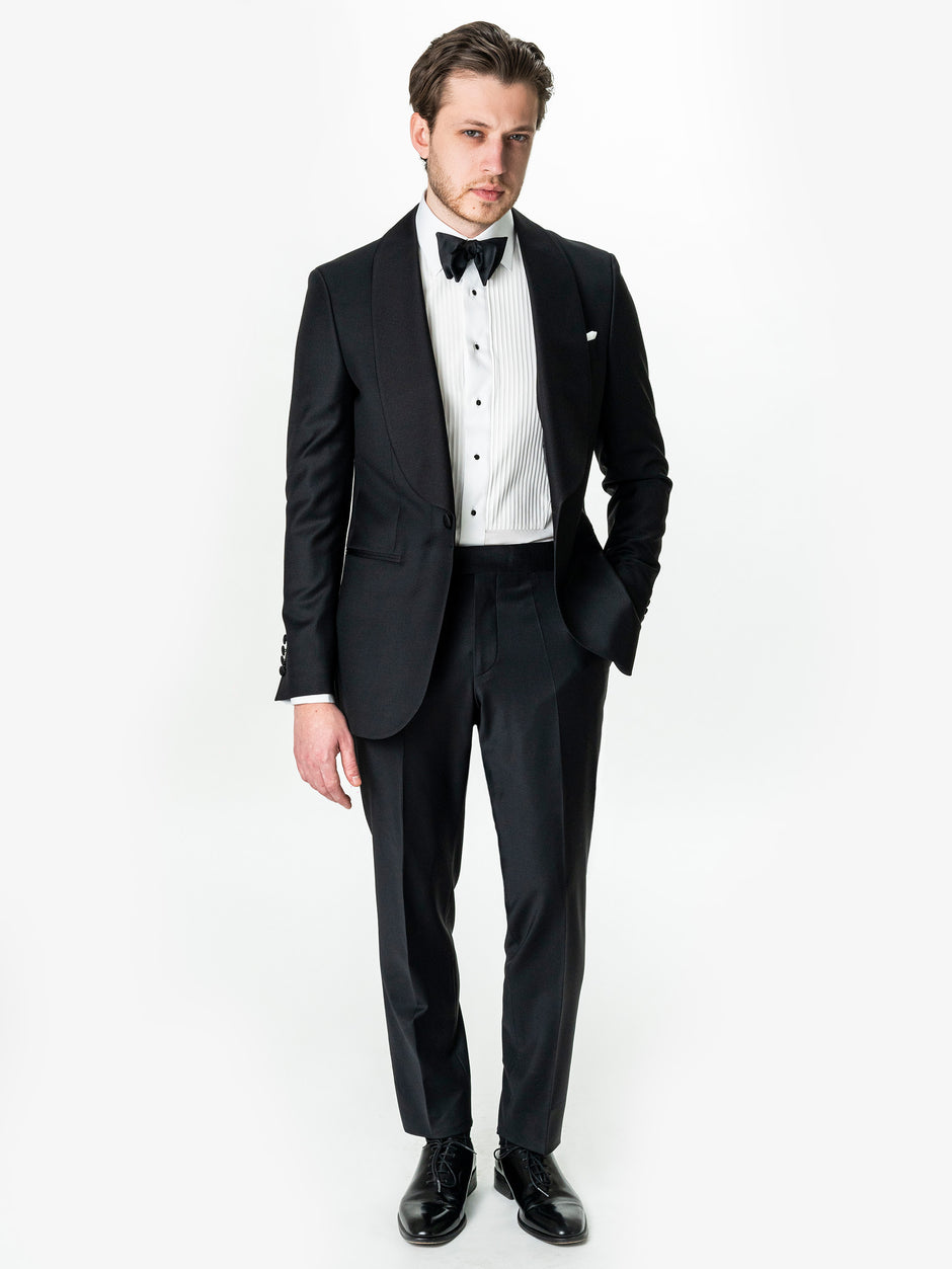 Tinuta Mire Smoking Barbati Negru Formal Ceremonie Stofa Santo BMan0400 (1)