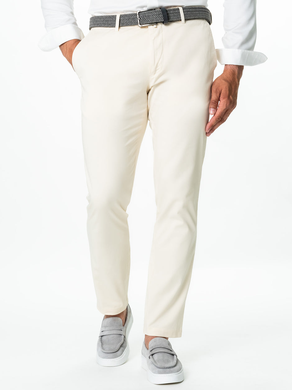 Pantaloni Casual Chinos Barbati Crem 100% Bumbac Natural BMan521 (4)