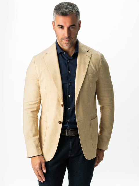 Sacou Barbati Office & Smart Casual Bej Din 100% In Natural Full Necaptusit BMan430 (1)