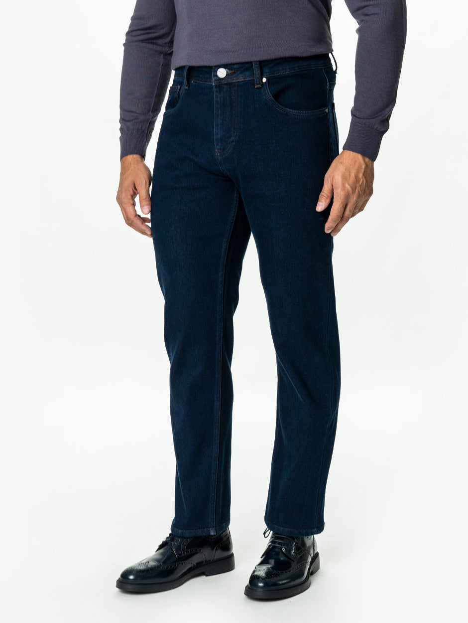 Blugi Barbati Bleumarin Denim T400 Relaxed Fit BMan0011 (5)