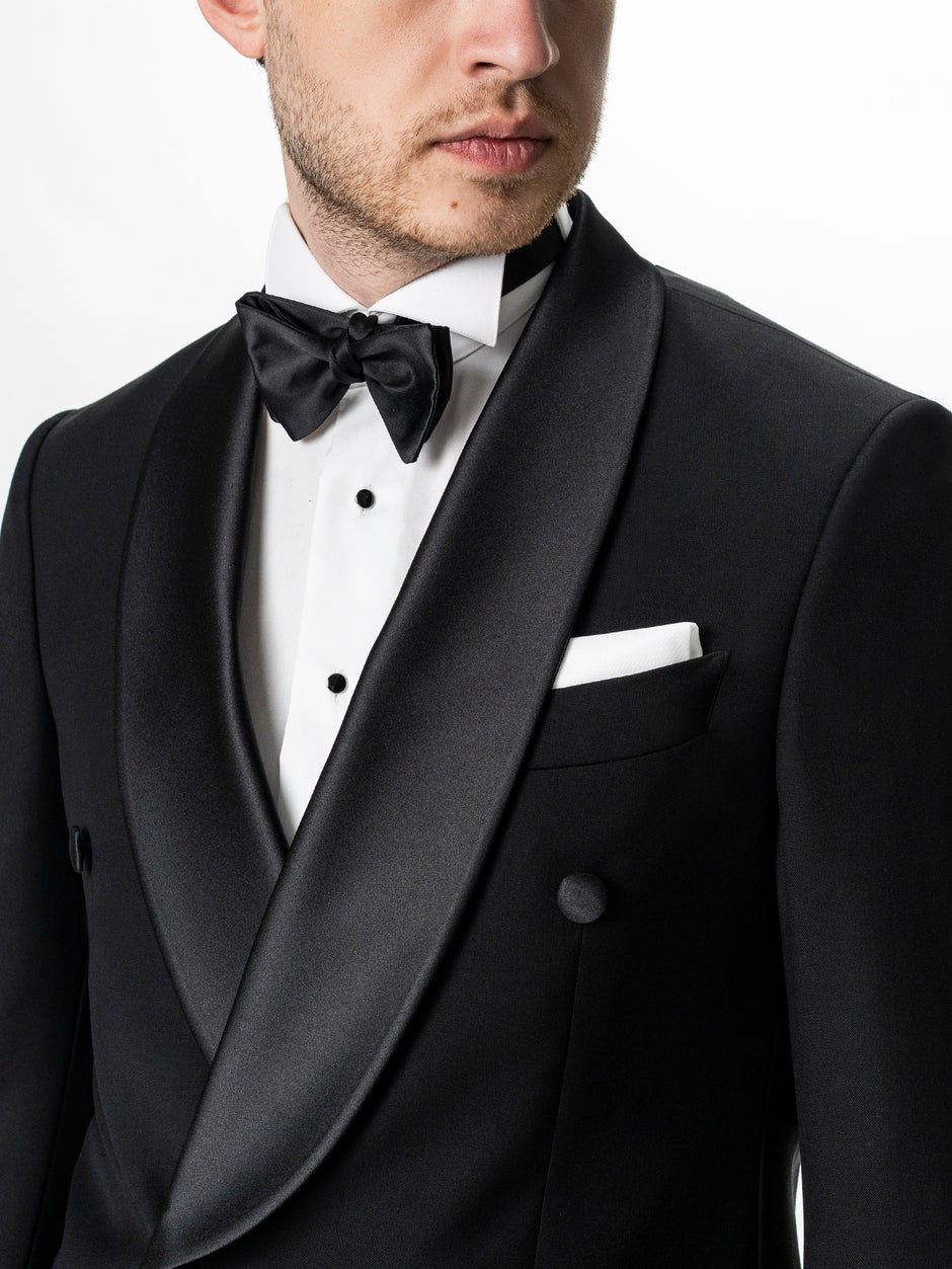 Costum Barbati Negru de Ceremonie 100% Lana Cerruti Super130's BMan382 (4)