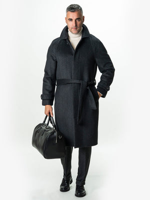 Palton Barbati Iarna Negru 100% Lana Twill BMan0006