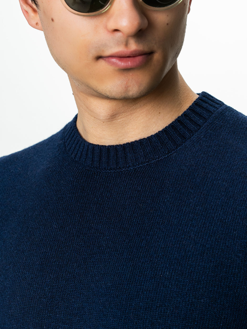 Pulover Barbati Bleumarin Toamna Iarna Din 100% Lana Lambswool BMan0032 (3)