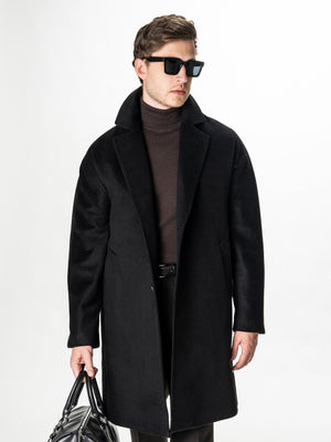 Palton Negru Barbati Relaxed Fit 100% Lana BMan0008