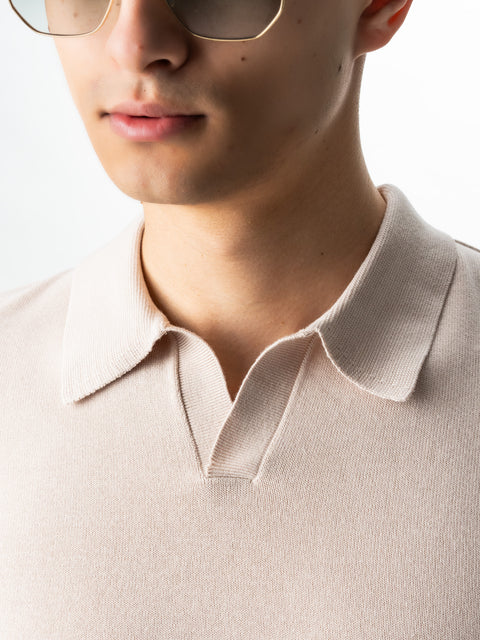 Pulover Barbati Office Crem Guler Polo Fara Nasturi  Bumbac Soft 100% Natural Galbiatti Cotton Toamna&Iarna  BMan0013 (2)