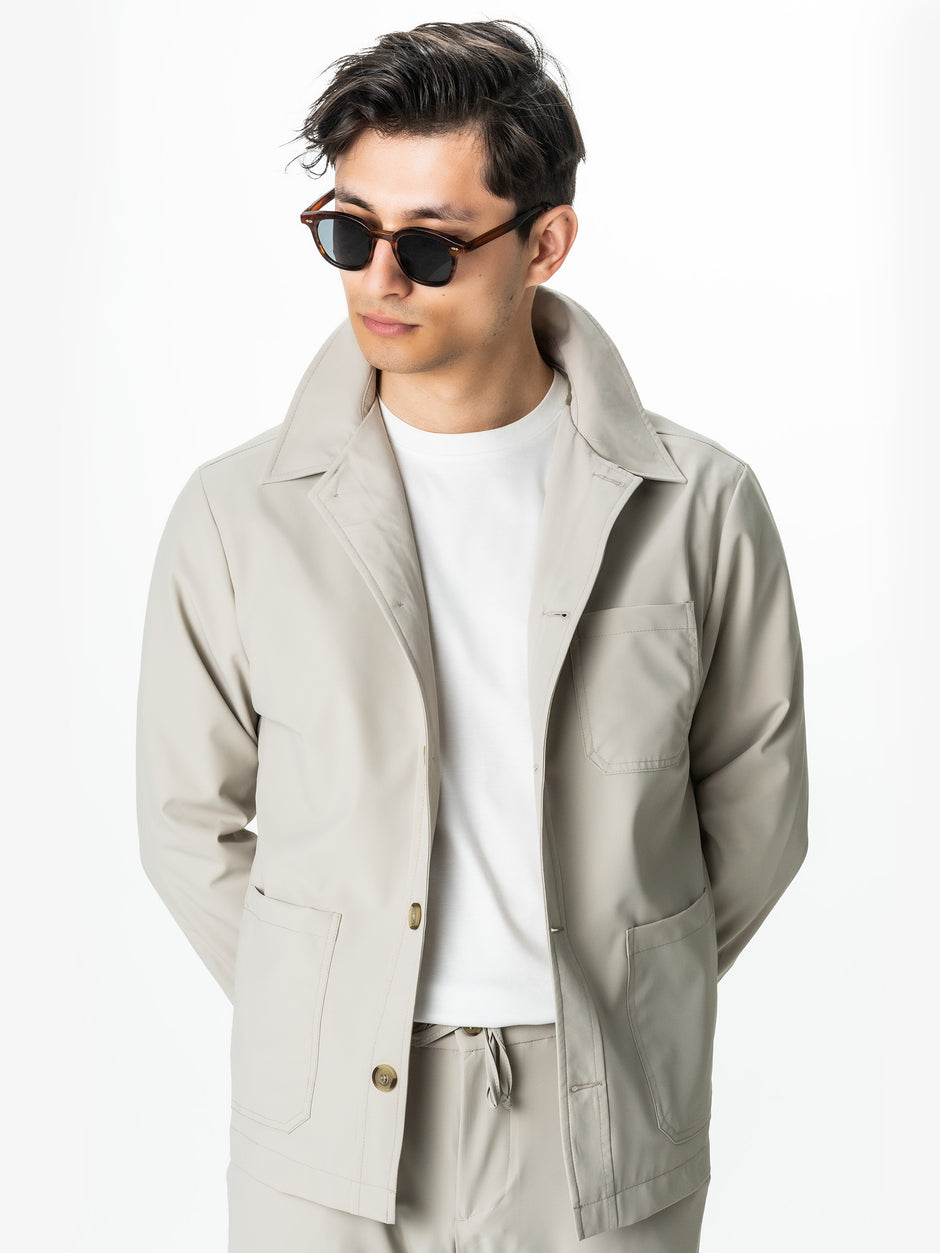 Jacheta Barbati Crem Flexo Camasa Tip Overshirt Barbati BMan0049 (4)