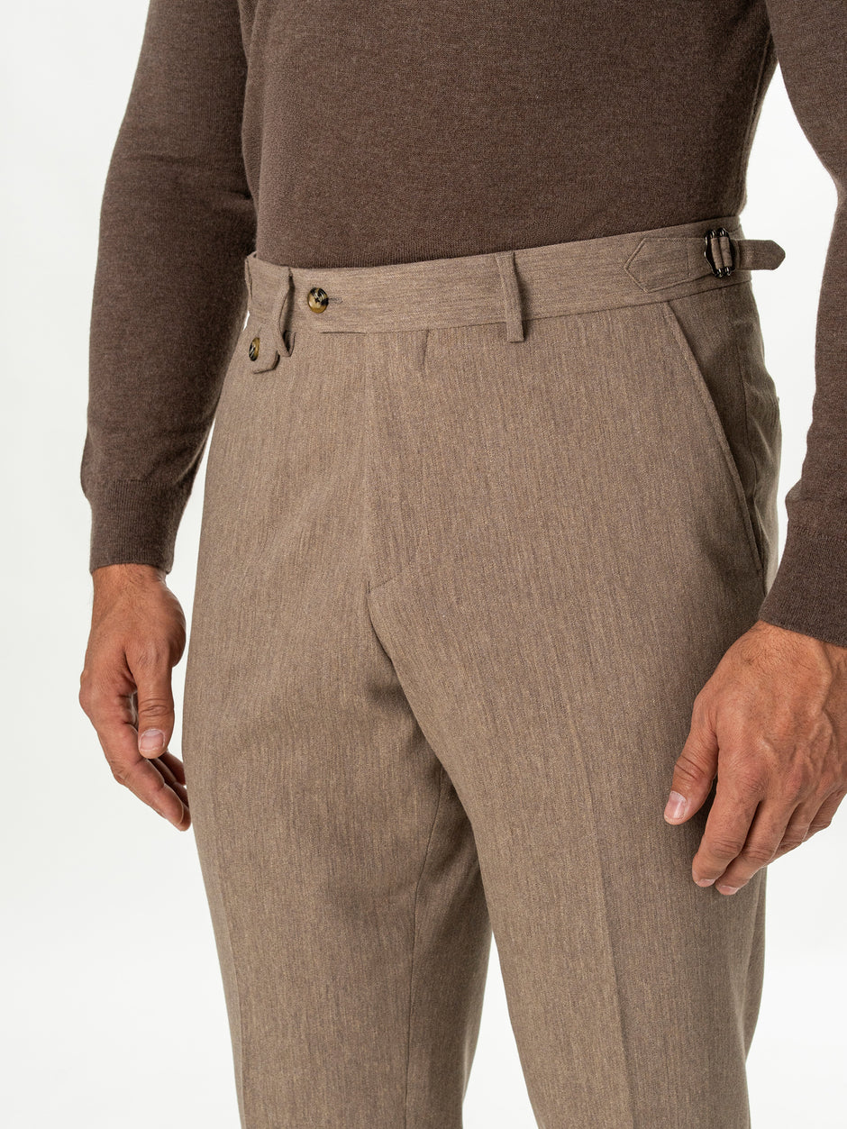 Pantaloni Eleganti Barbati Bej din Lana BMan0111 (3)