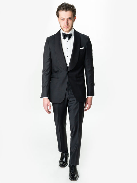 Costum Barbati Smoking Negru Lana Vitale Barberis Super 110 BMan343