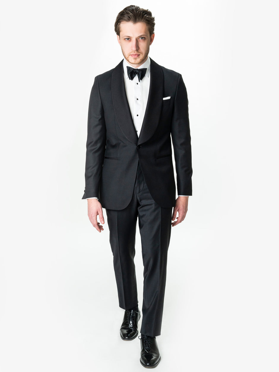 Costum Barbati Smoking Negru Lana Vitale Barberis Super 110 BMan343 (1)