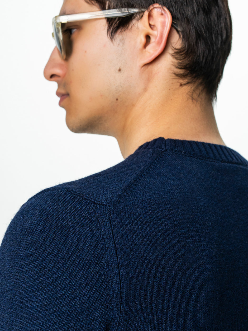 Pulover Barbati Bleumarin Toamna Iarna Din 100% Lana Lambswool BMan0032 (7)