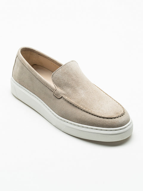 Mocasini Smart Casual Barbati Crem Din Piele Intoarsa BMan223