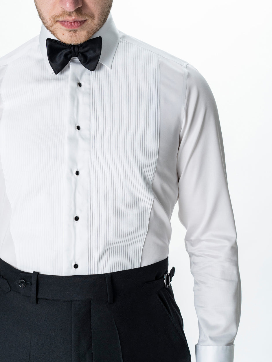 Camasa Alba Mire Barbati De Ceremonie Cu Plastron BMan0046 (7)