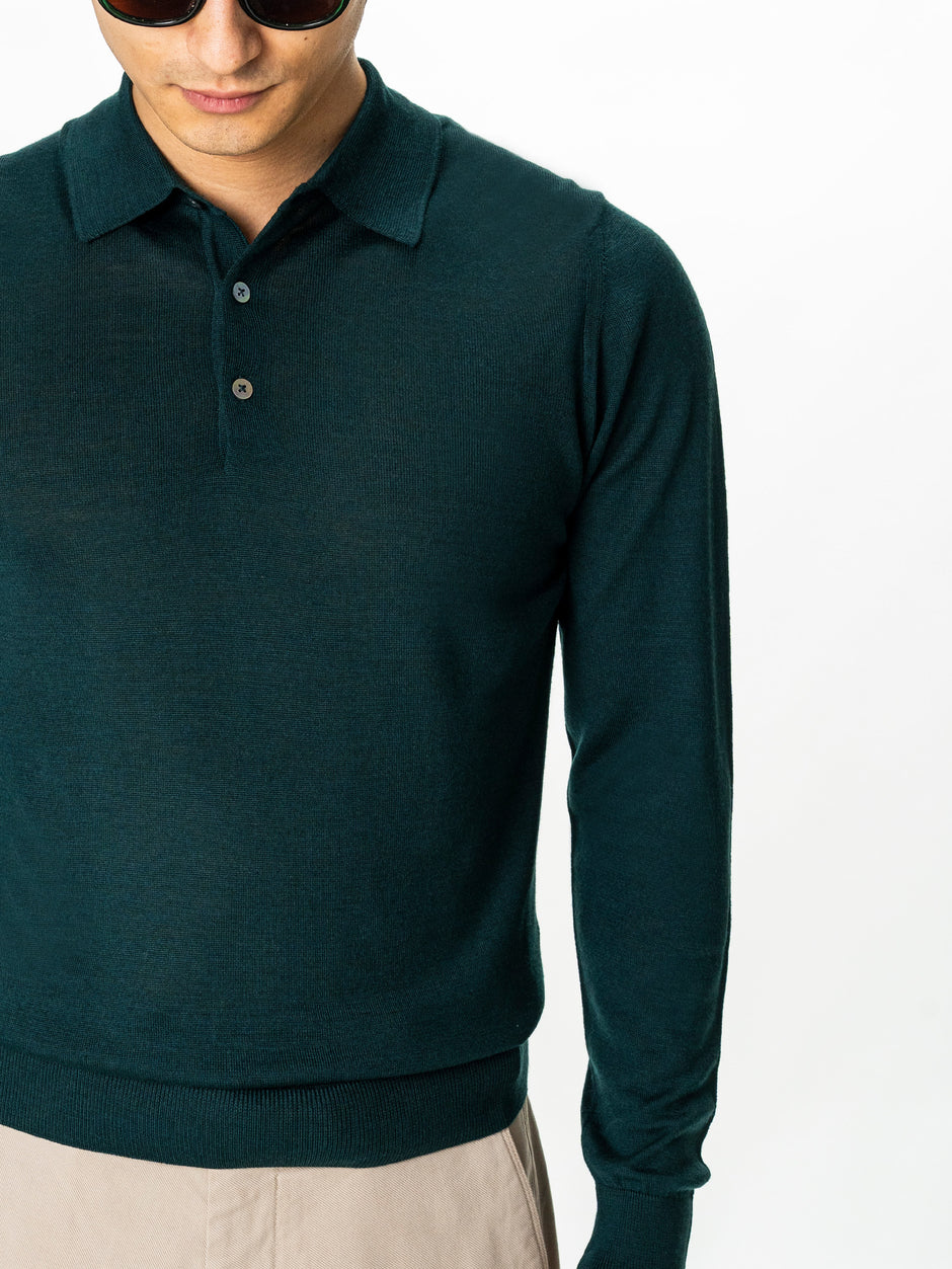 Pulover Polo Barbati Verde din 100% Lana Cashwool BMan0053 (6)