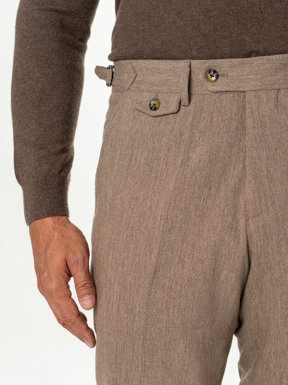 Pantaloni Eleganti Barbati Bej din Lana BMan0111 (4)