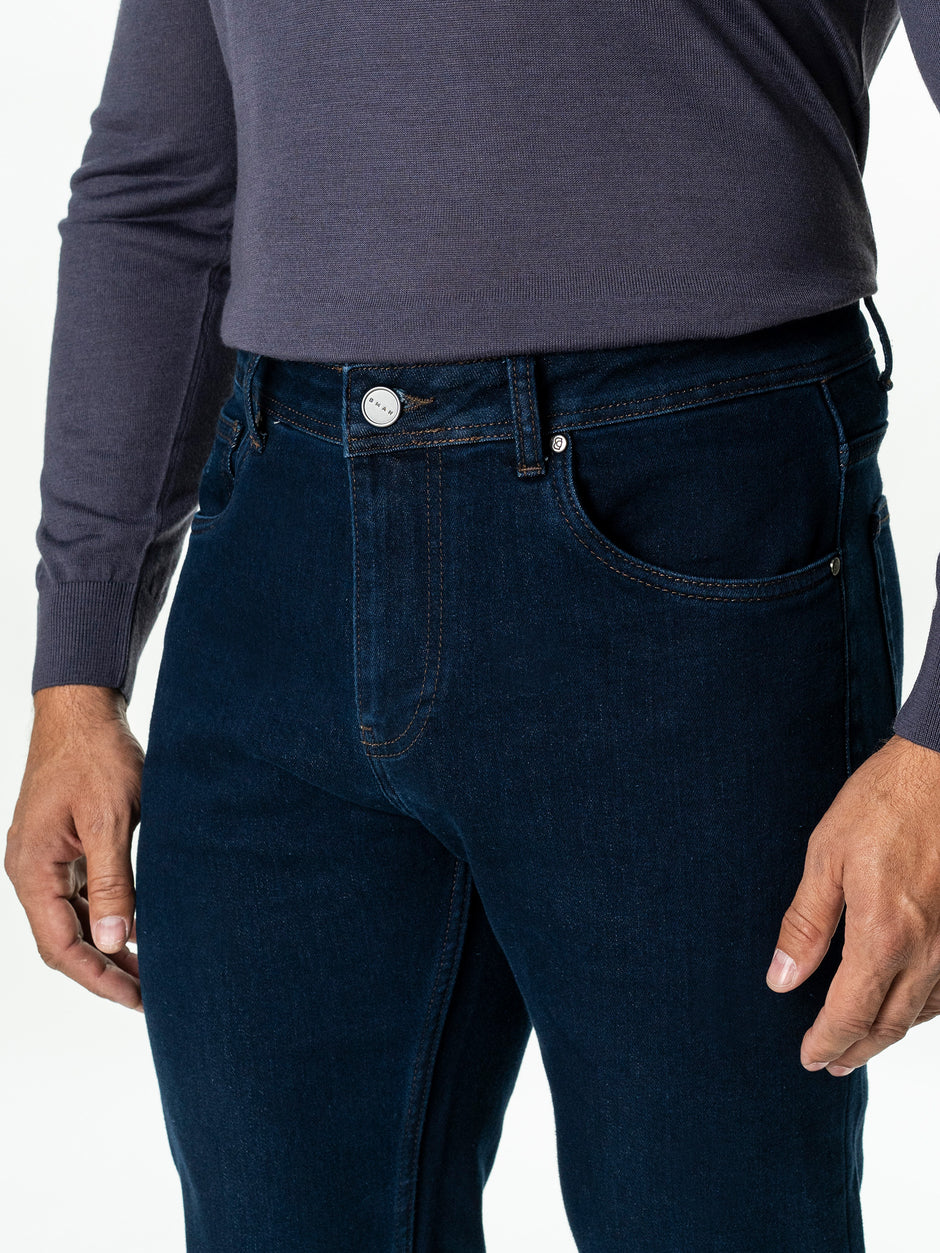 Blugi Barbati Bleumarin Denim T400 Relaxed Fit BMan0011 (4)