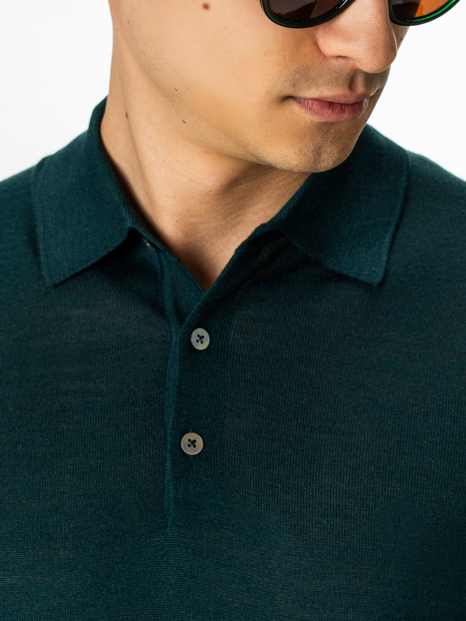 Pulover Polo Barbati Verde din 100% Lana Cashwool BMan0053 (4)