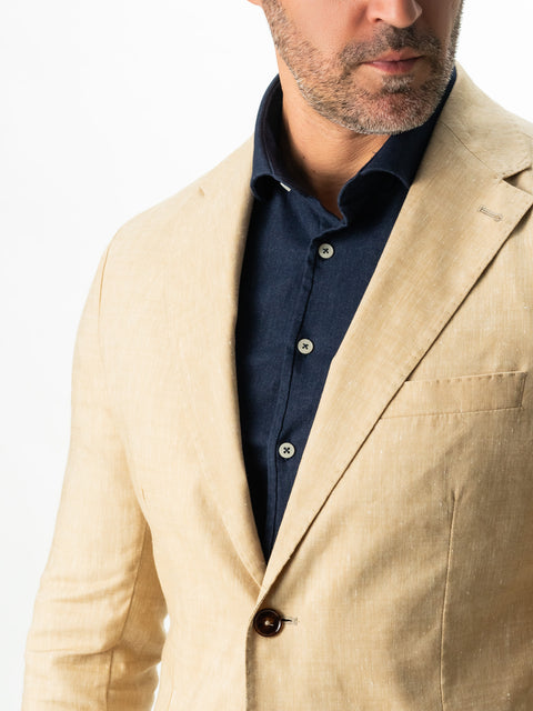 Sacou Barbati Office & Smart Casual Bej Din 100% In Natural Full Necaptusit BMan430 (2)