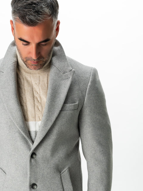 Palton Office & Smart Casual Barbati Toamna-Iarna Bărbați Gri Amestec Lână BMan108 (2)