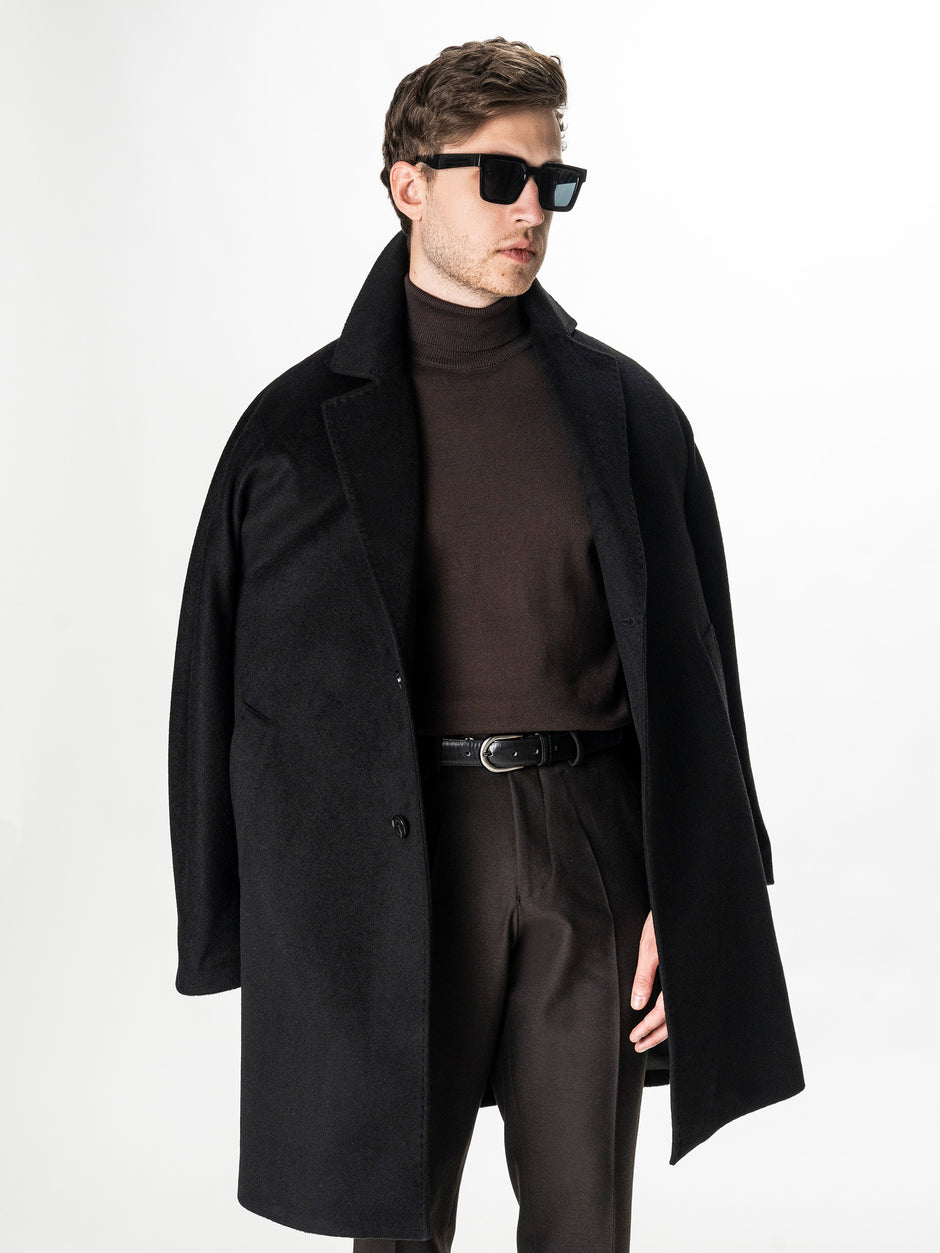 Palton Negru Barbati Relaxed Fit 100% Lana BMan0008 (3)