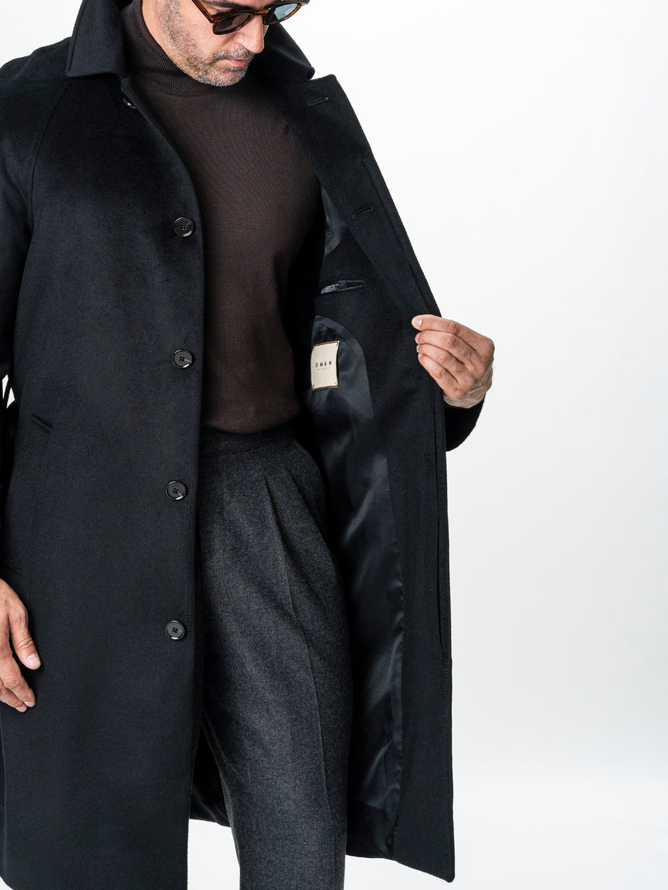 Palton Barbati Iarna Negru 100% Lana BMan0006 (10)