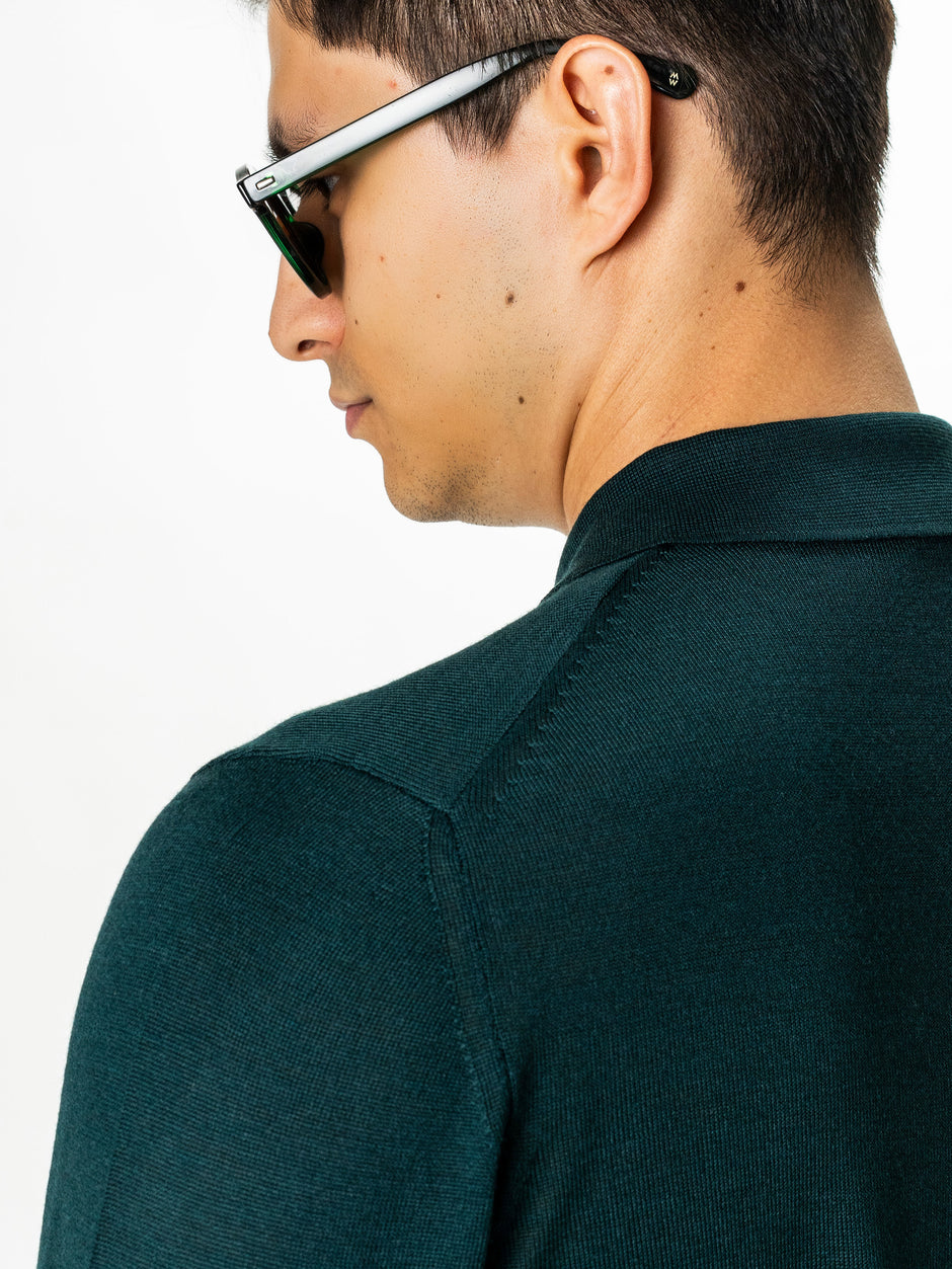 Pulover Polo Barbati Verde din 100% Lana Cashwool BMan0053 (7)