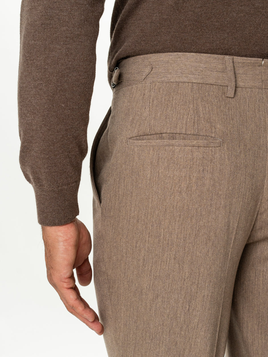 Pantaloni Eleganti Barbati Bej din Lana BMan0111 (6)