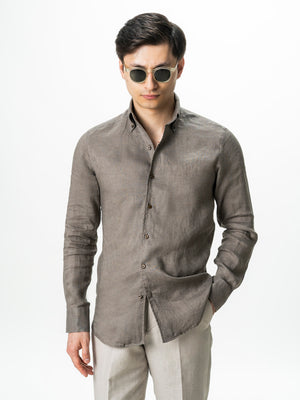 Camasa Barbati Bej Taupe Premium 100% In Guler One Piece BMan0078