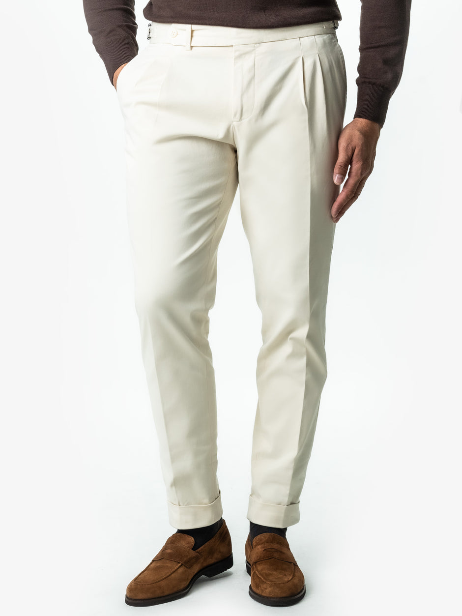 Pantaloni Crem Gurkha Cu Pense Barbati Bumbac All Season BMan0021 (5)