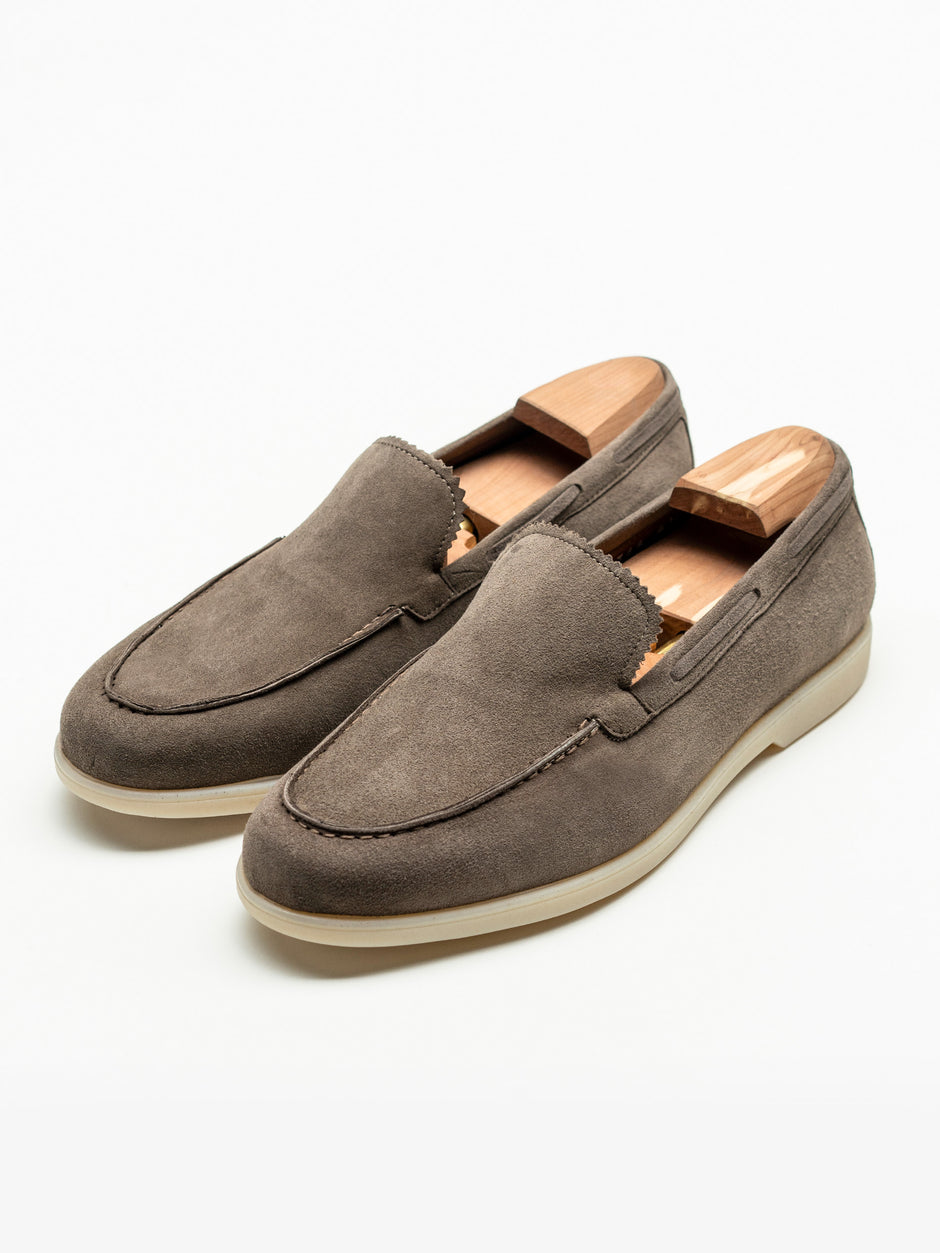 Mocasini Loafers Bej Taupe Barbati 100% Piele Intoarsa BMan197 (1)