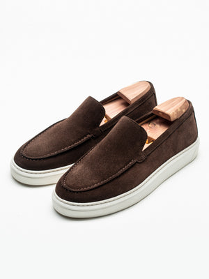 Mocasini Smart Casual Barbati Cafenii Din Piele Intoarsa BMan223