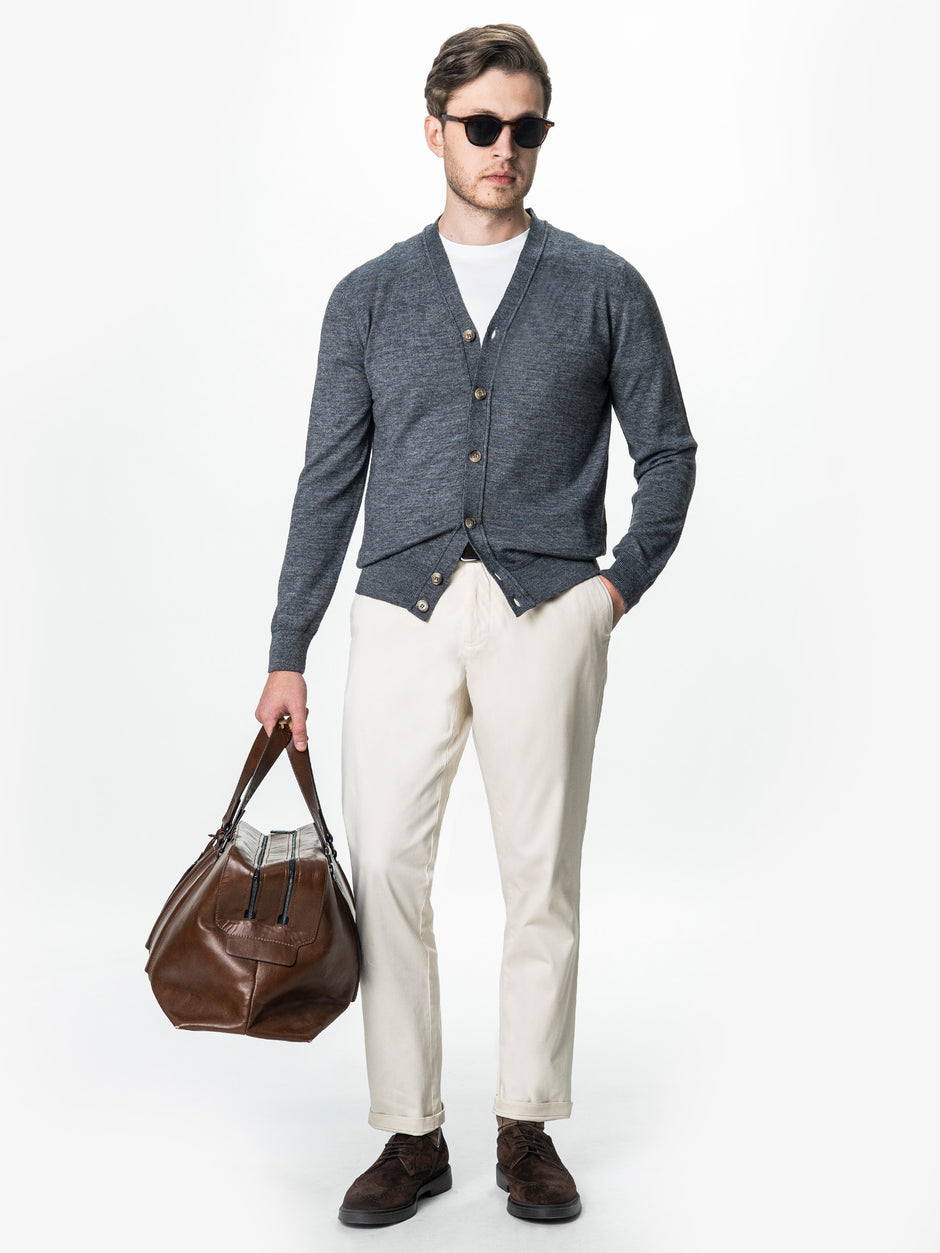 Pulover Gri Barbati Cu Nasturi Tip Cardigan BMan0038 (1)