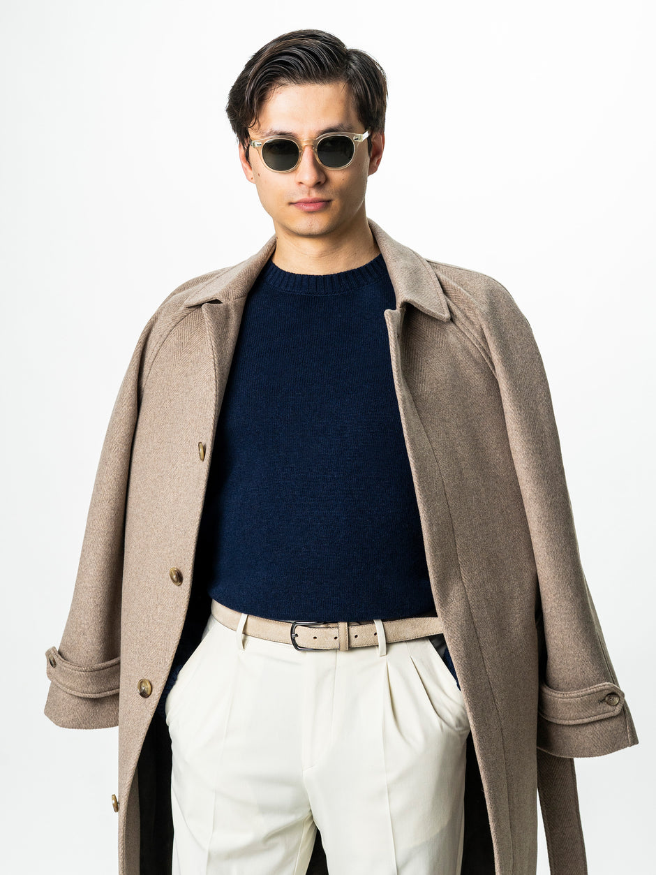 Pulover Barbati Bleumarin Toamna Iarna Din 100% Lana Lambswool BMan0032 (5)