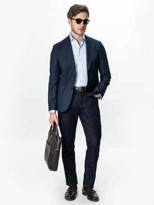 Sacou Smart Casual Barbati Bleumarin In Carouri All Season BMan0035