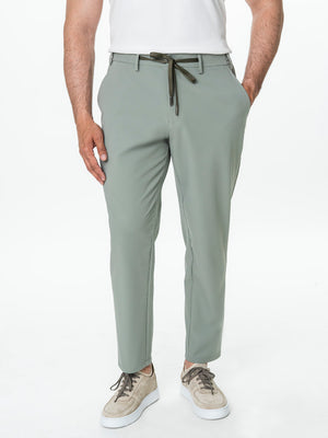 Pantaloni Casual Barbati Verde Menta Din Spandex Cu Snur BMan0102