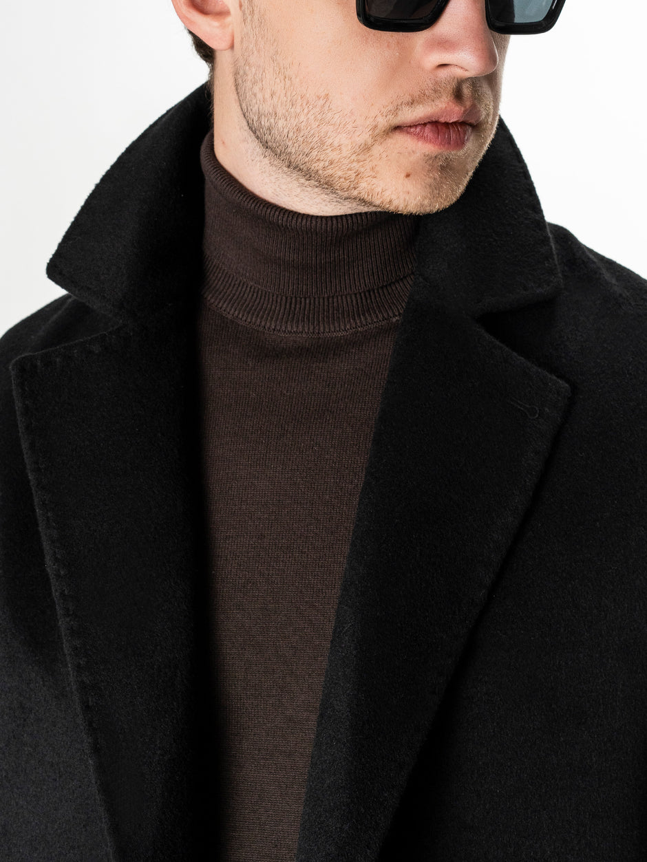 Palton Negru Barbati Relaxed Fit 100% Lana BMan0008 (7)